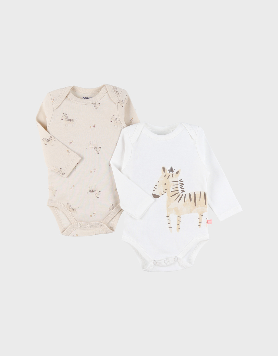 Set of 2 Bodysuits, Cotton