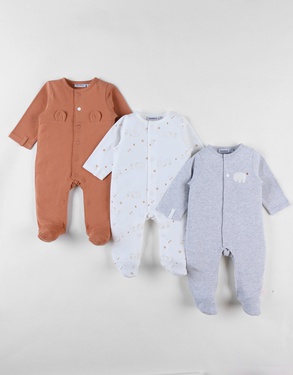 Set of 3 Baby Pyjamas in Cotton Jersey 