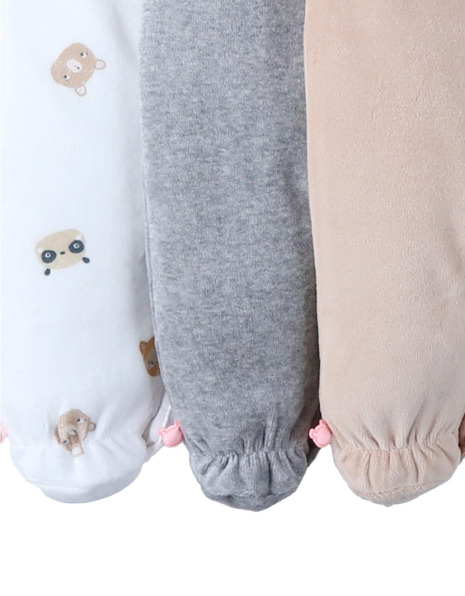 Set of 3 Baby Pyjamas in Fluweel