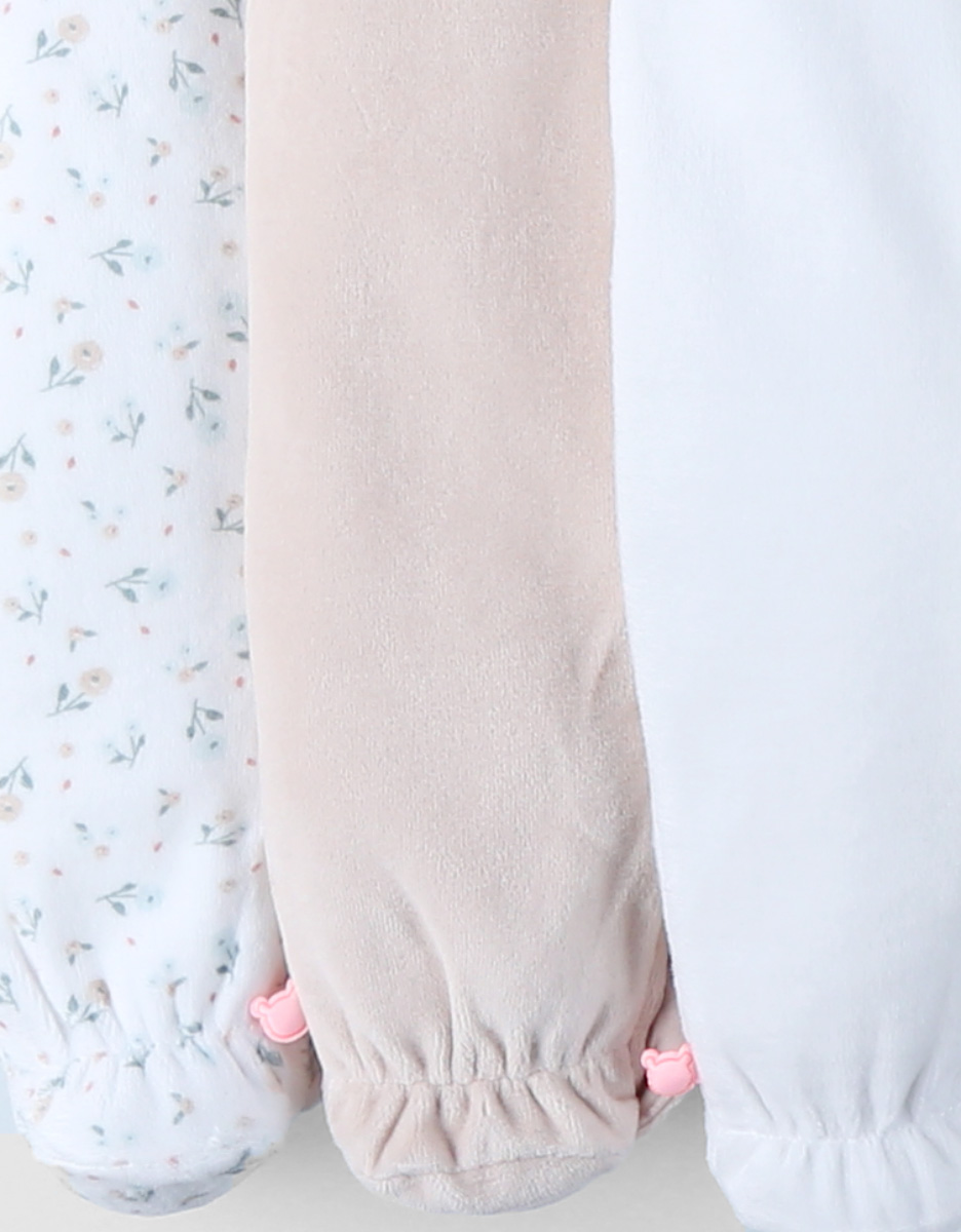 Pack of 3 Baby Pyjamas in Velvet