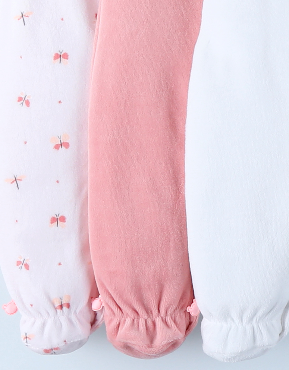 Pack of 3 Baby Pyjamas in Velvet