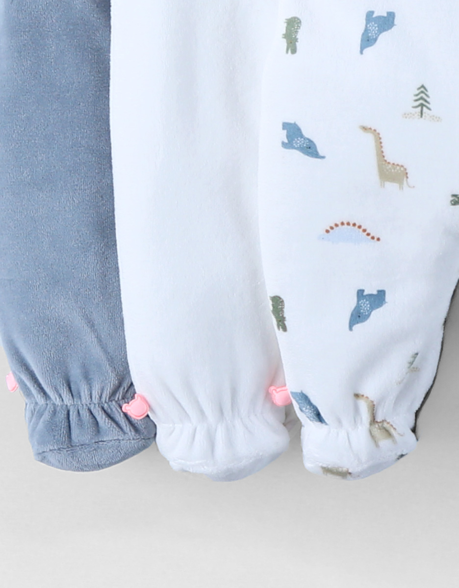 Pack of 3 Baby Pyjamas in Velvet