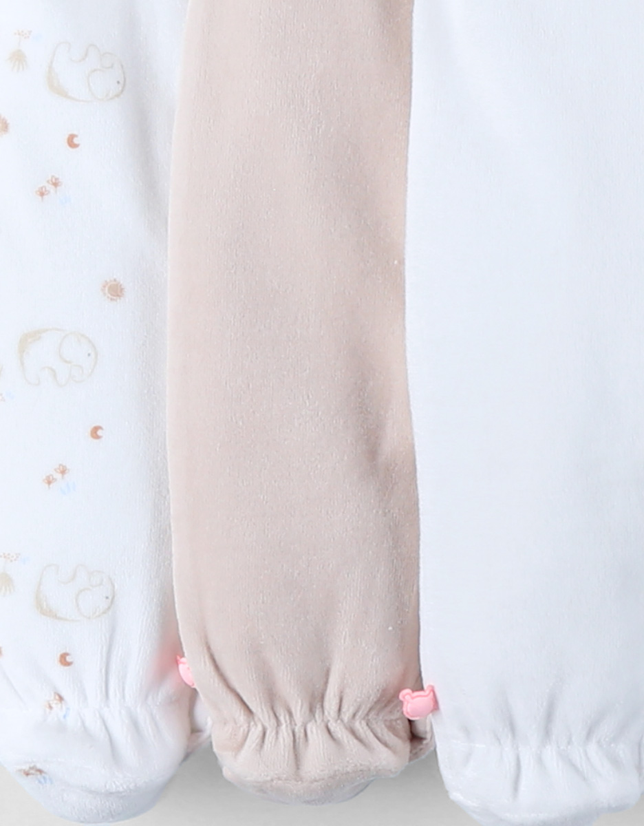Pack of 3 Baby Pyjamas in Velvet