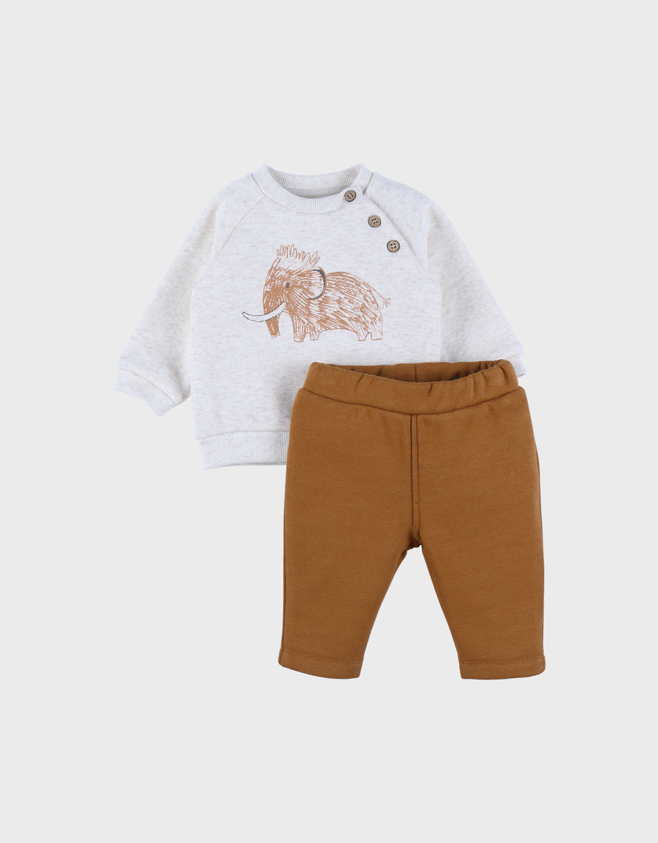 Sweater en jogging set met mammoetprint in Sweatoloudoux®

