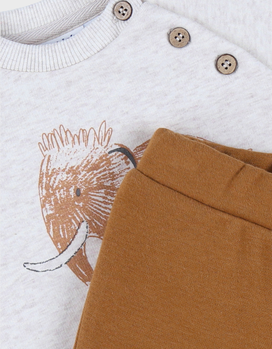 Sweater en jogging set met mammoetprint in Sweatoloudoux®
