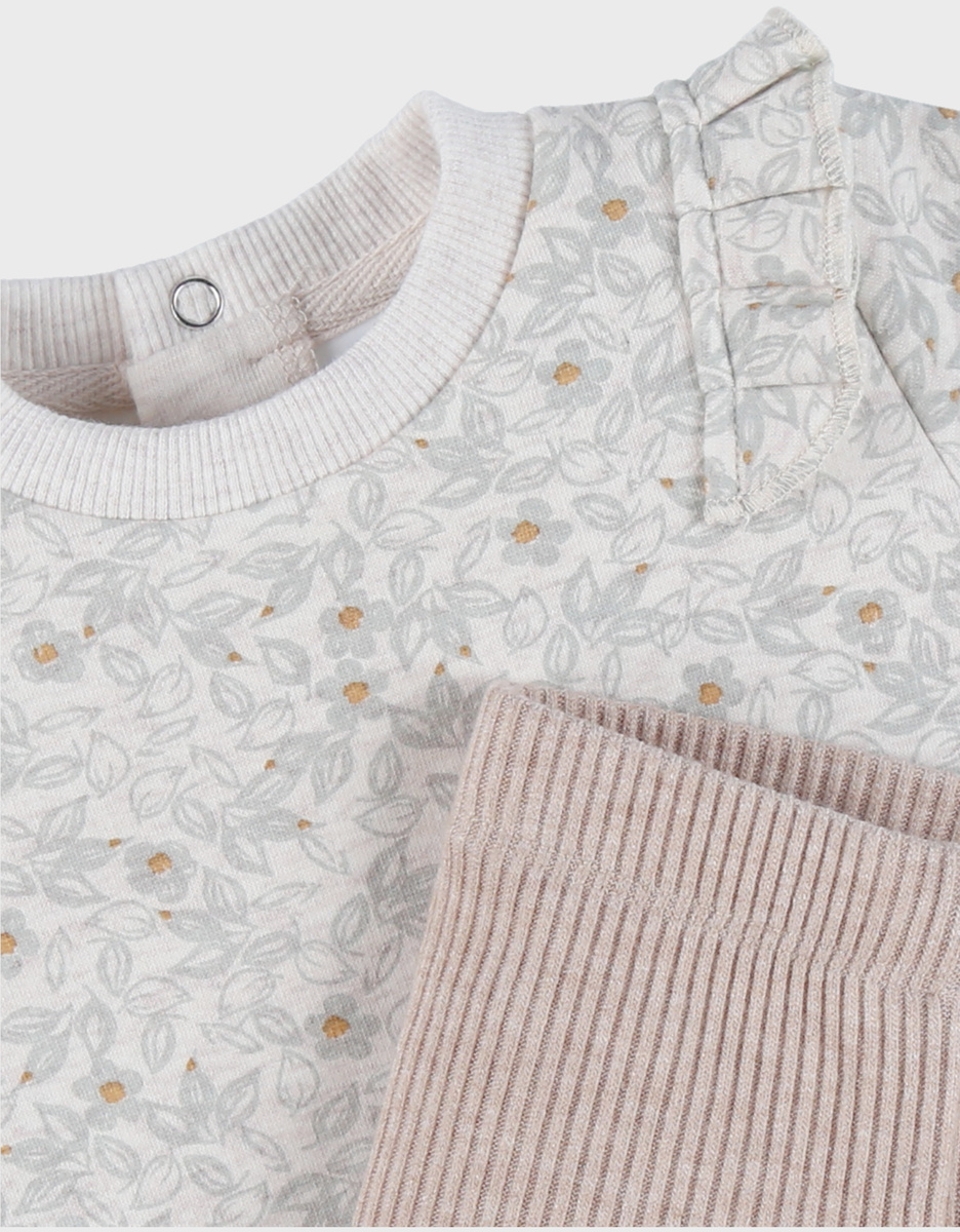 Floral sweatshirt and ribbed leggings set
