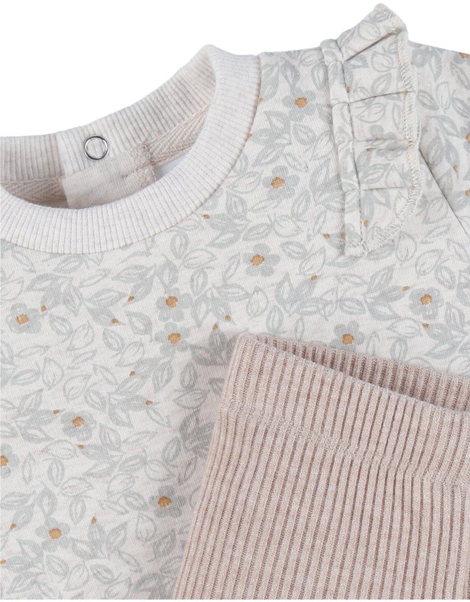 Set bloemen sweater en geribde legging

