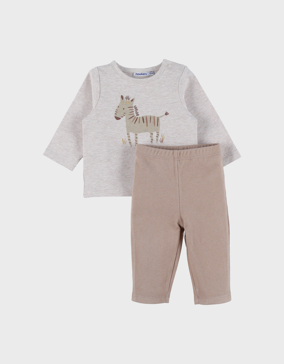 T-shirt en legging set in geribde jersey
