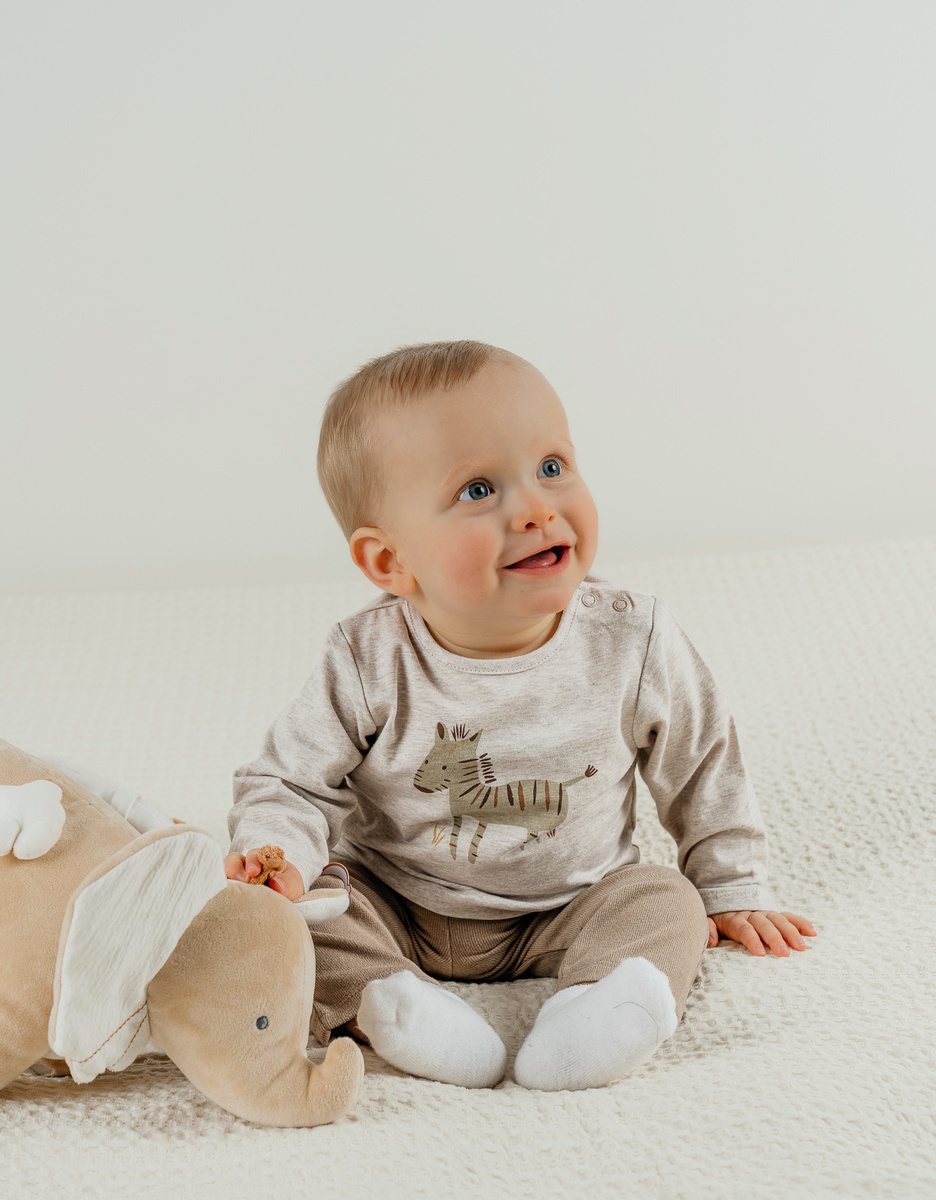 T-shirt en legging set in geribde jersey
