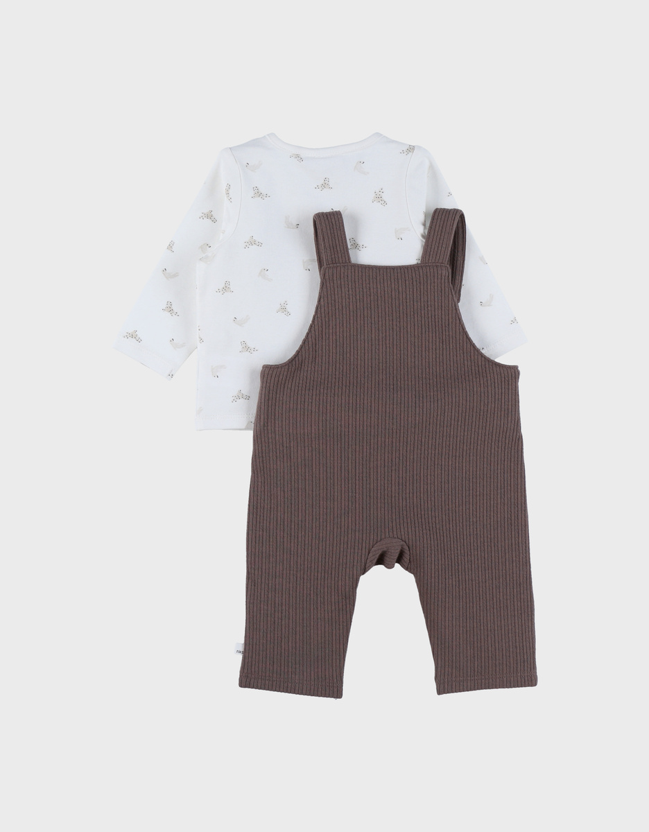 Salopette en t-shirt set in geribd fluweel
