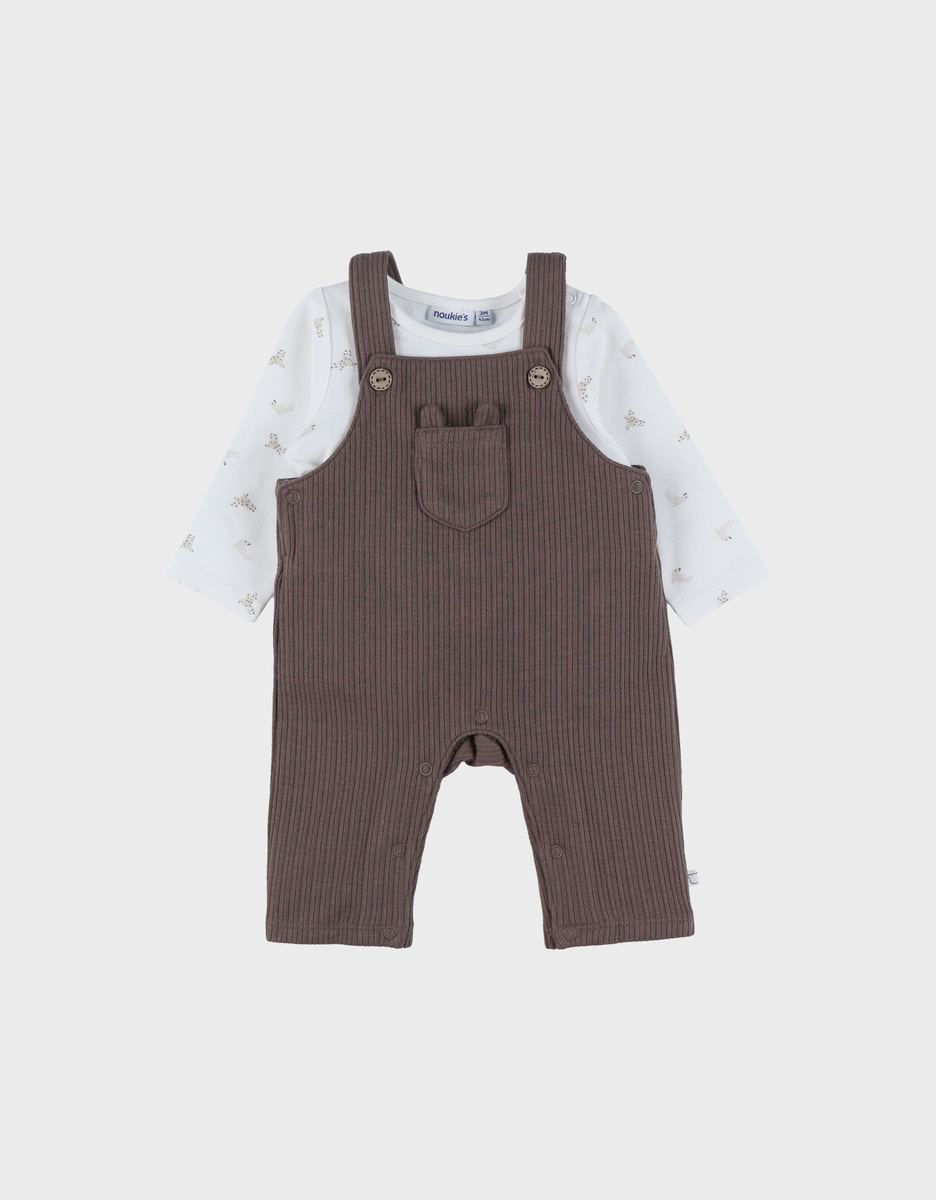 Salopette en t-shirt set in geribd fluweel
