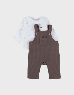 Salopette en t-shirt set in geribd fluweel
