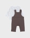 Salopette en t-shirt set in geribd fluweel
