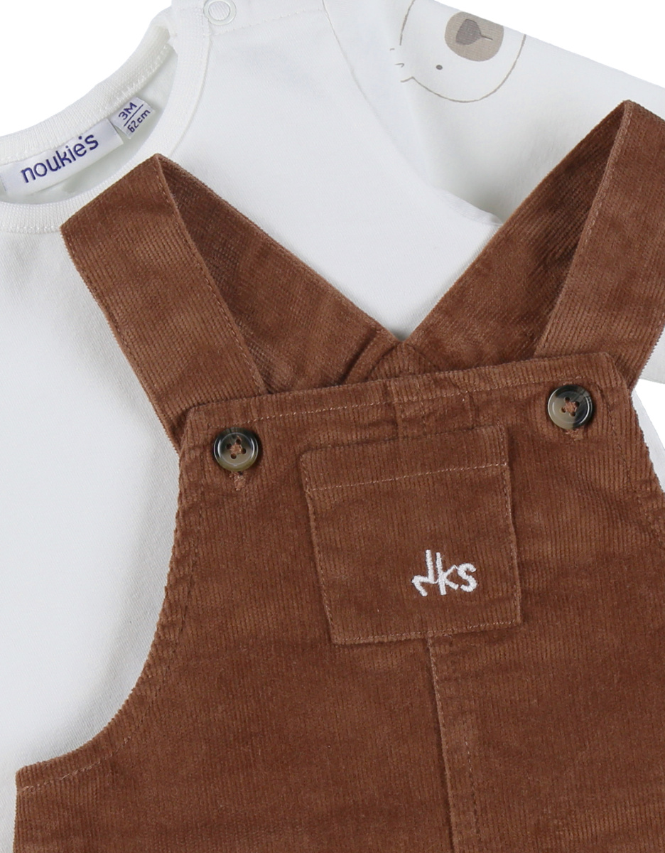 Dungarees and t-shirt set in corduroy velvet
