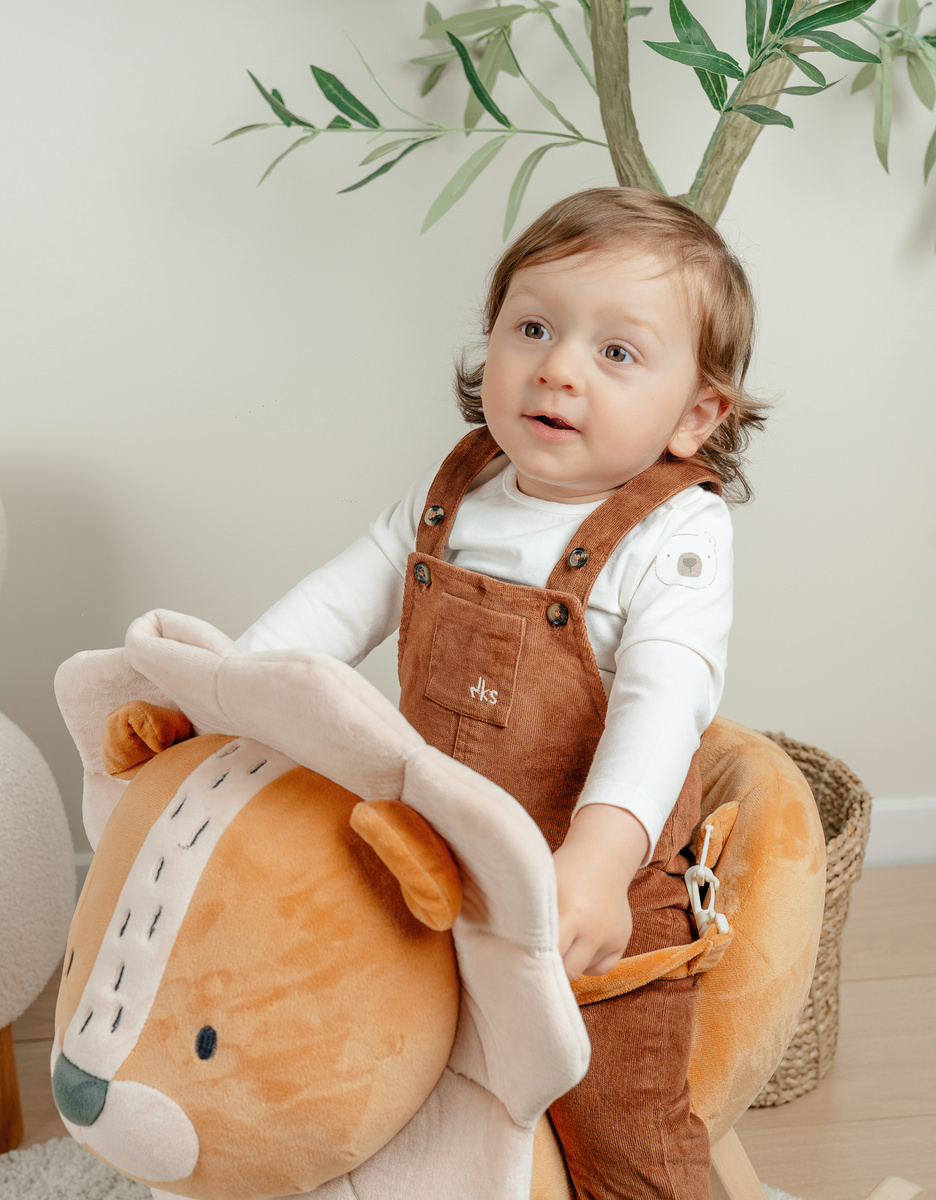 Salopette en t-shirt set in geribd fluweel
