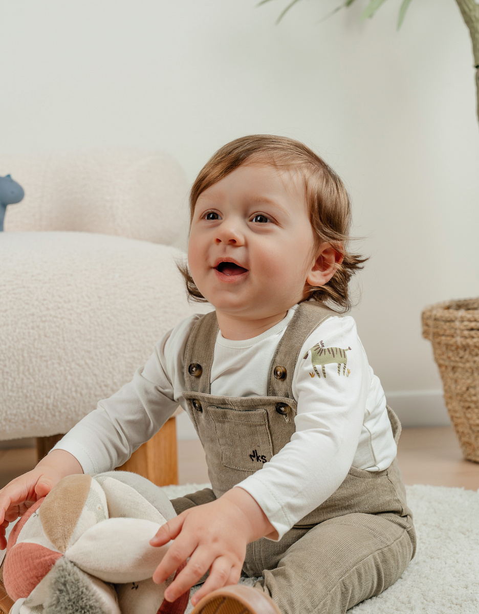 Overall en t-shirt set in geribd fluweel
