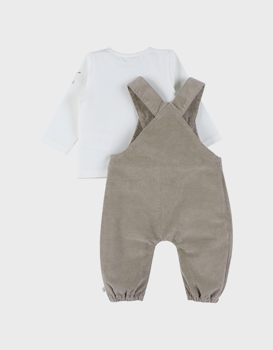 Overall en t-shirt set in geribd fluweel

