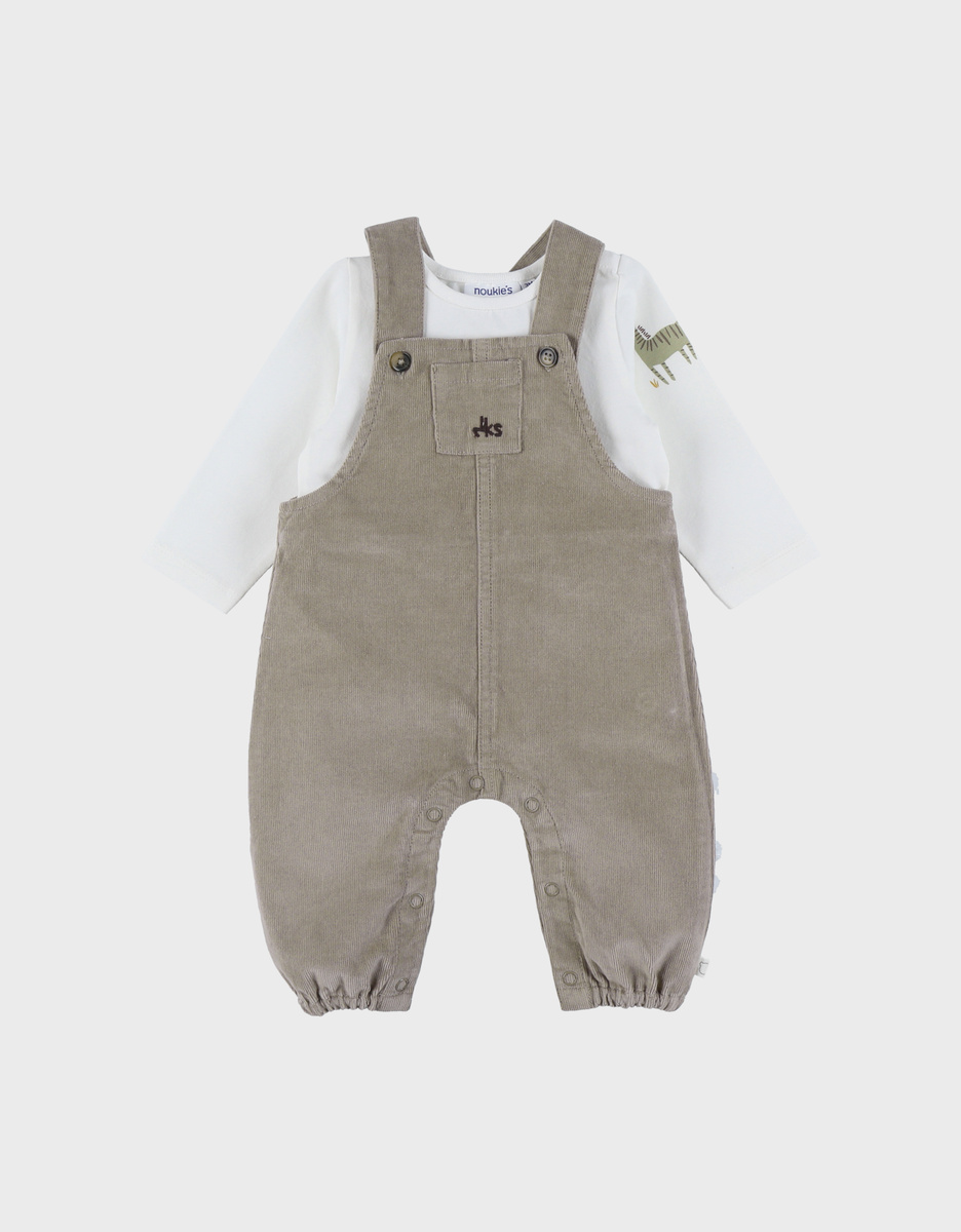 Overall en t-shirt set in geribd fluweel
