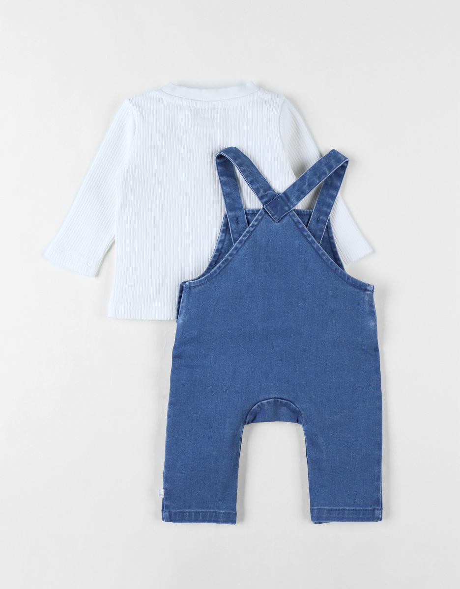 Tuinbroek + t-shirt set, denim