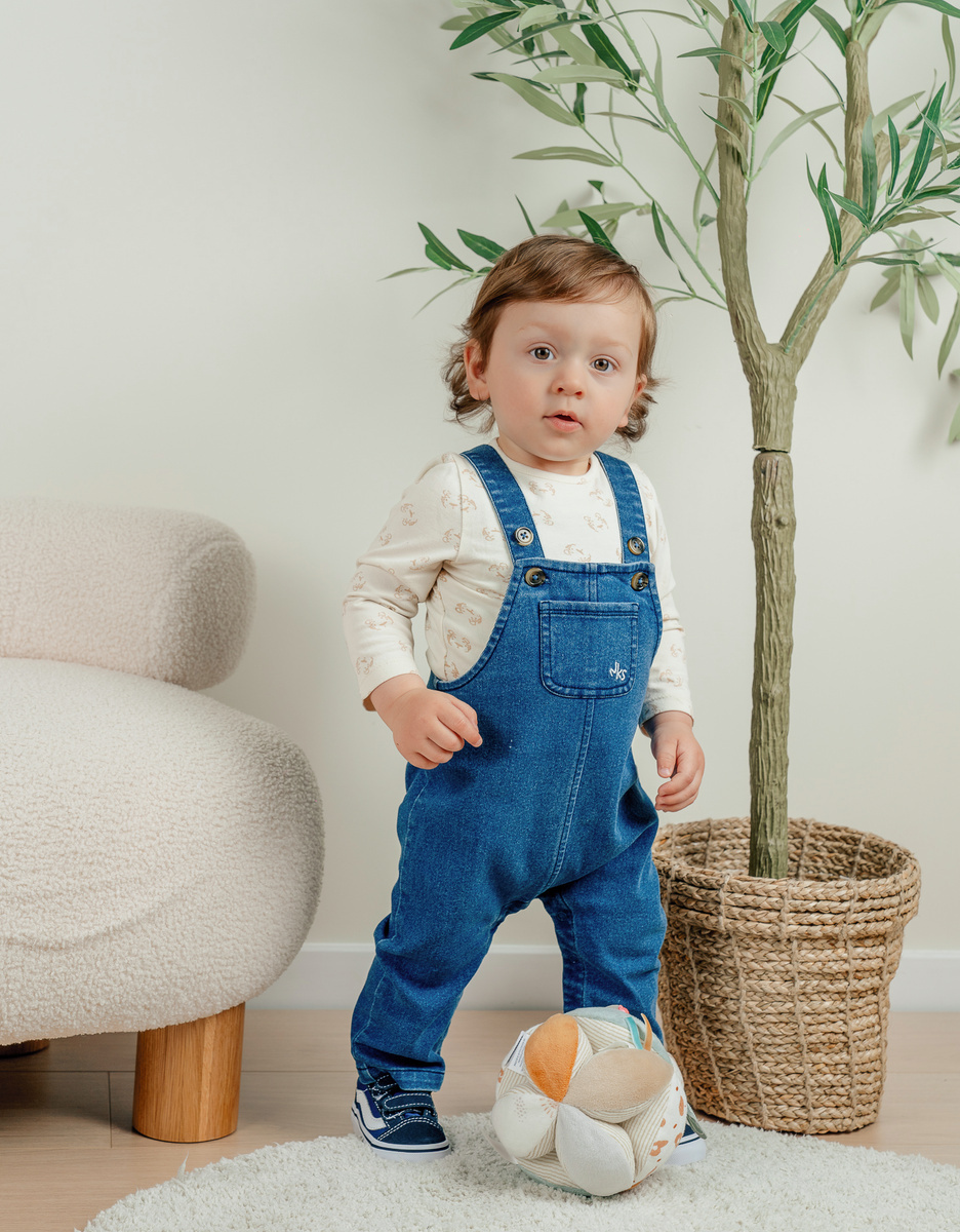 Overall en t-shirt set in geribd fluweel
