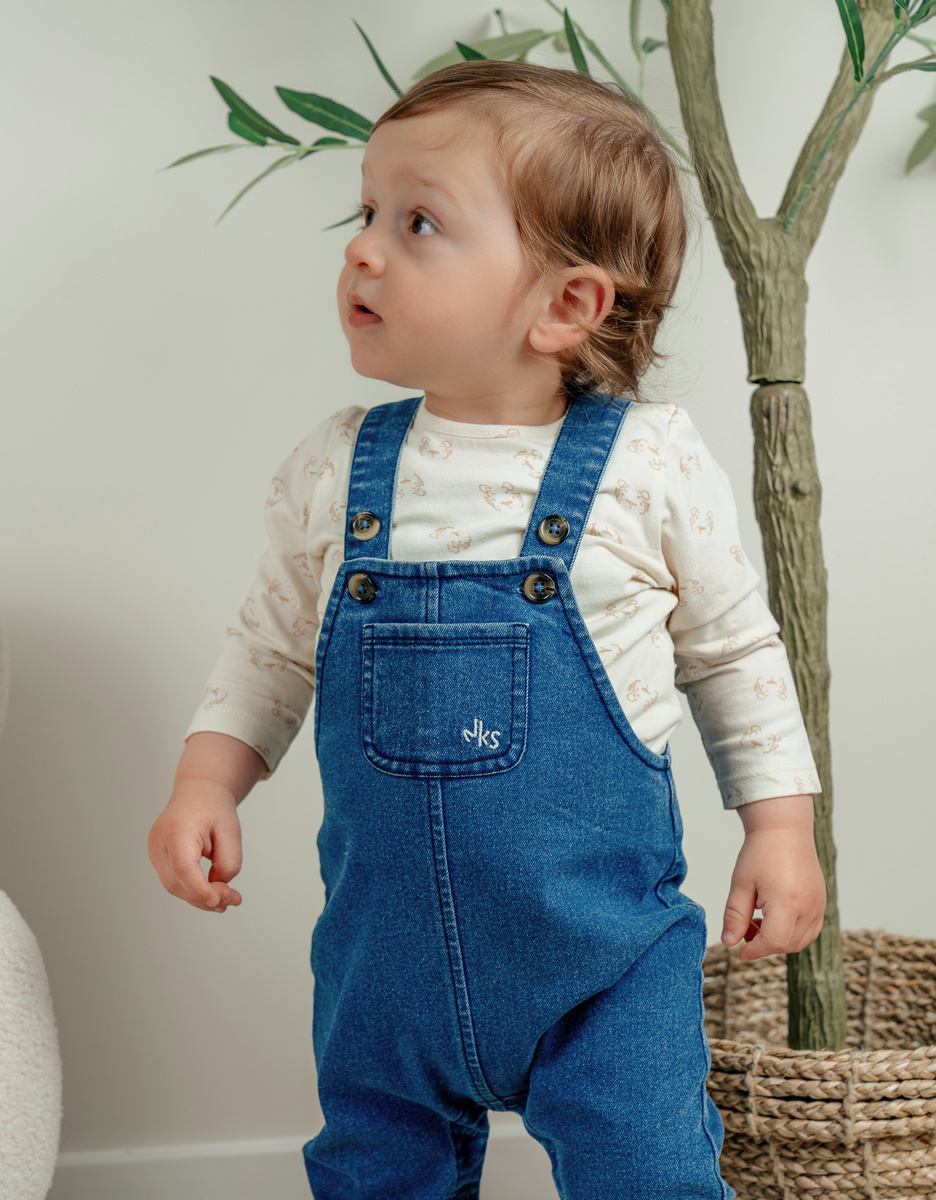 Overall en t-shirt set in geribd fluweel
