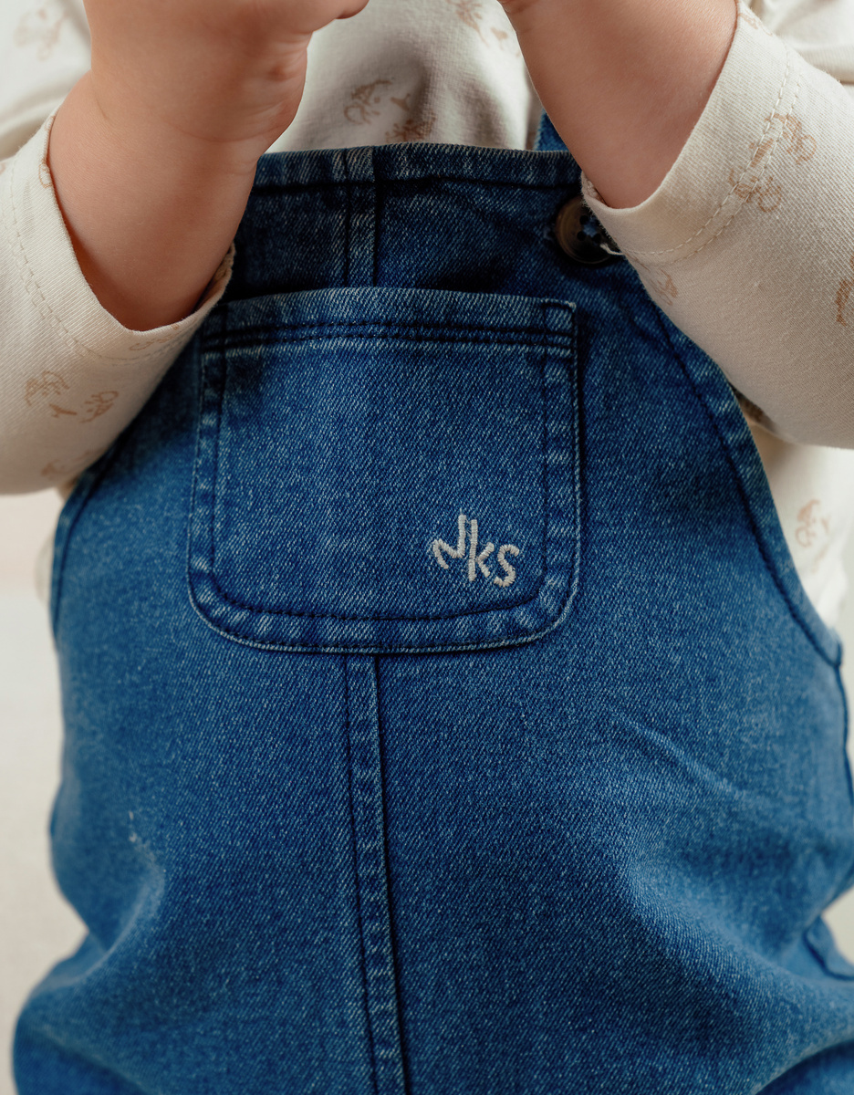 Overall en t-shirt set in geribd fluweel
