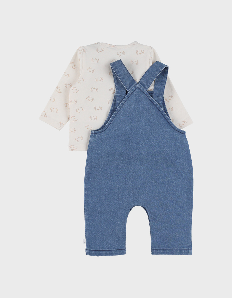Overall en t-shirt set in geribd fluweel
