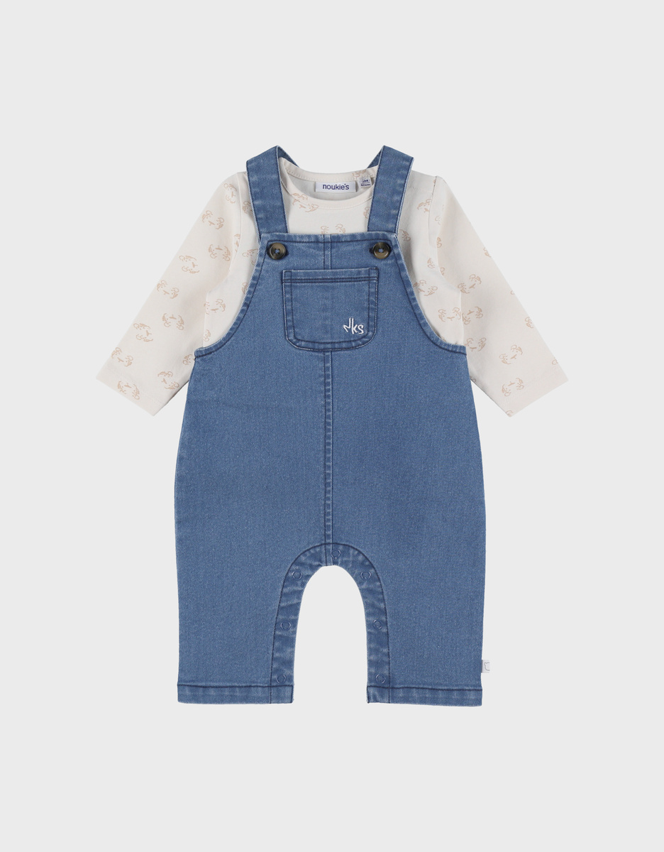 Overall en t-shirt set in geribd fluweel
