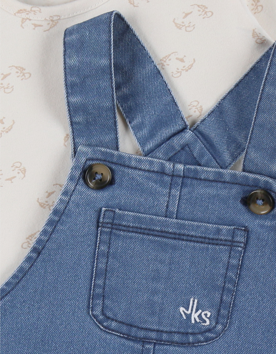Overall en t-shirt set in geribd fluweel
