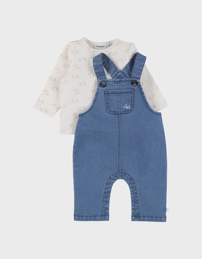 Overall en t-shirt set in geribd fluweel
