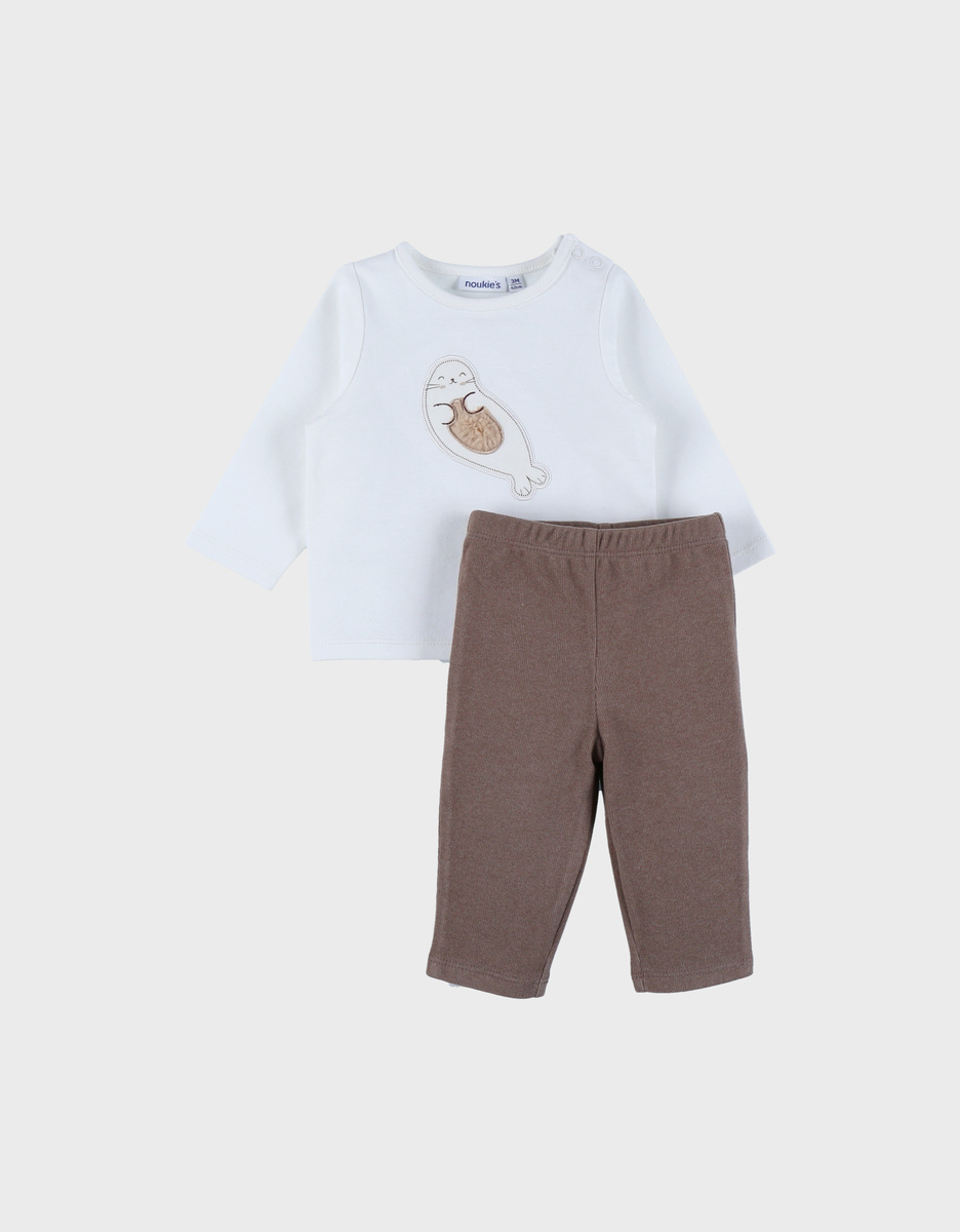T-shirt en legging set in geribde jersey
