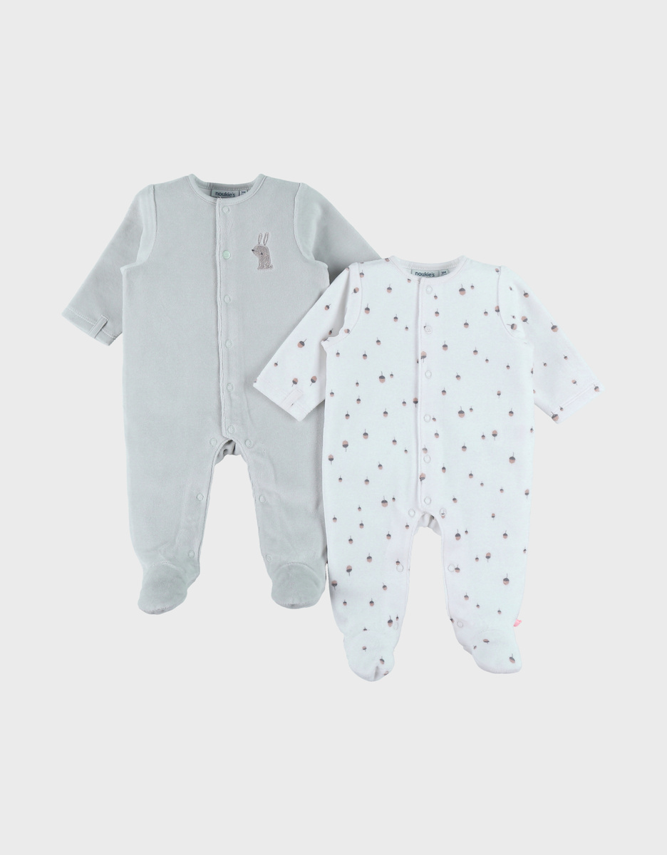 Set van 2 babypyjama's in fluweel
