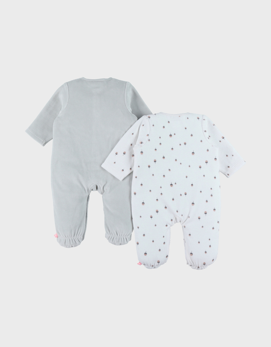 Set van 2 babypyjama's in fluweel
