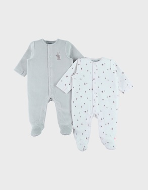 Set van 2 babypyjama's in fluweel
