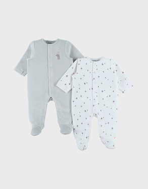 Set van 2 babypyjama's in fluweel
