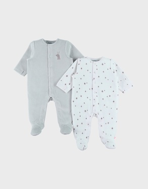 Set van 2 babypyjama's in fluweel
