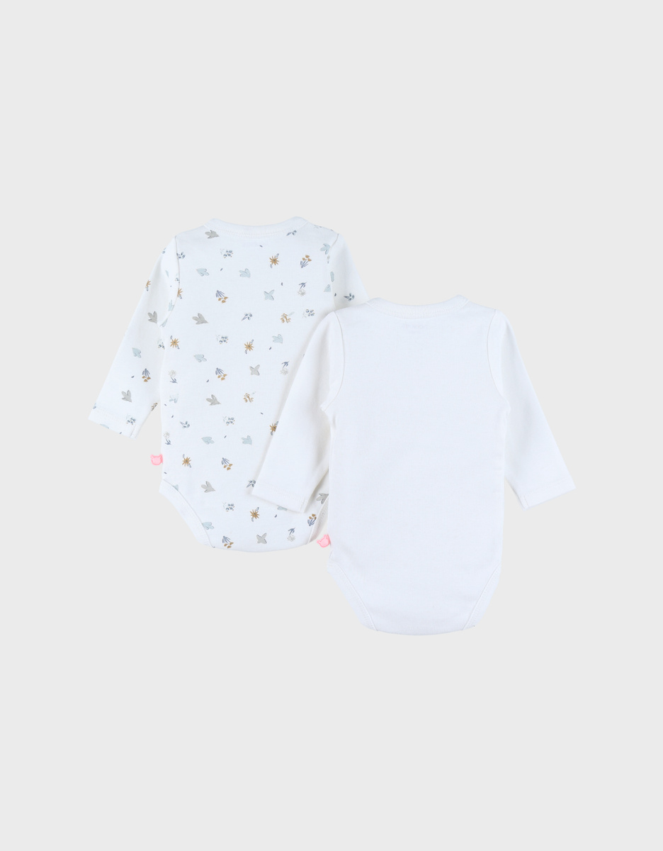 Set van 2 katoenen body's wit bloemenmotief
