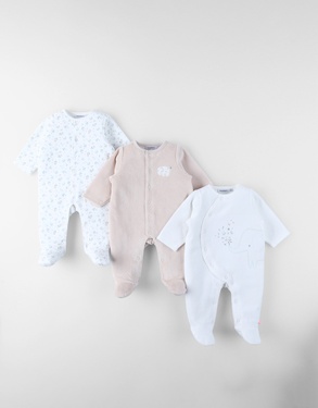 Set van 3 Baby Pyjamas in Fluweel