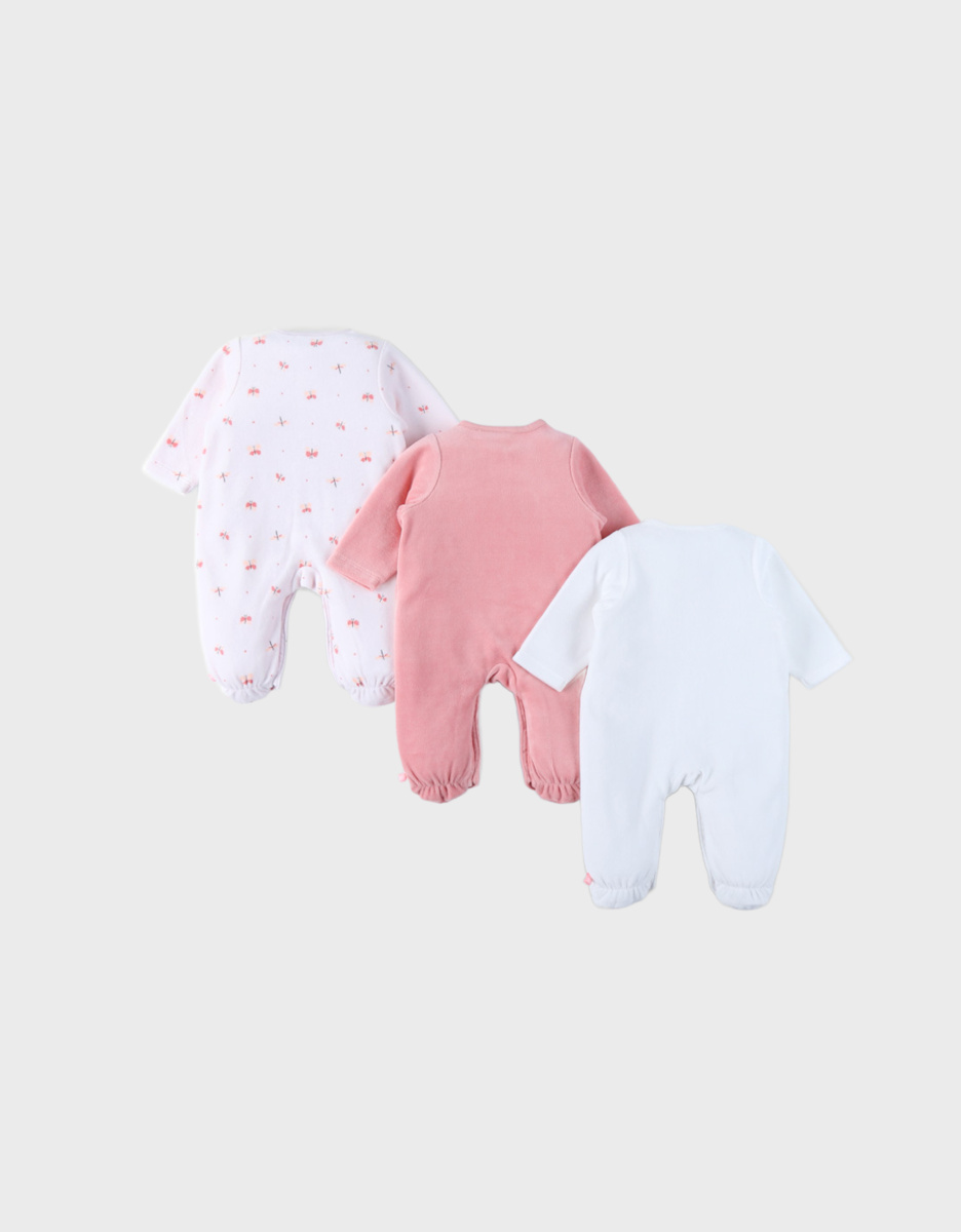 Set van 3 Baby Pyjamas in Fluweel