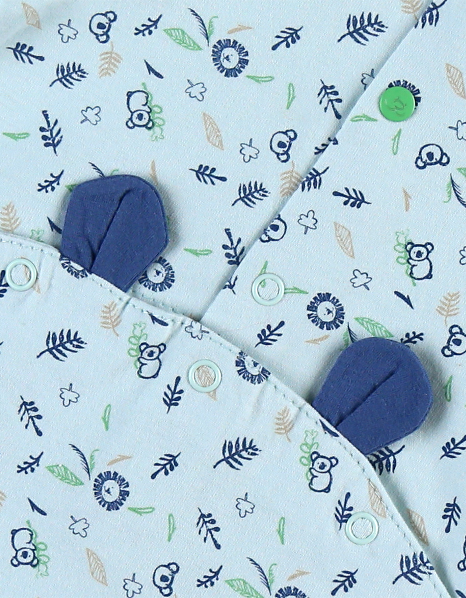 BIO katoenen romper pyjama met prints, lichtblauw 