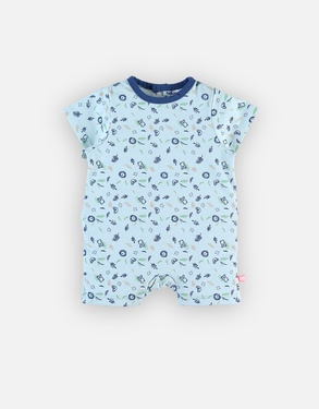 Pyjama combishort à imprimés en coton BIO, bleu clair