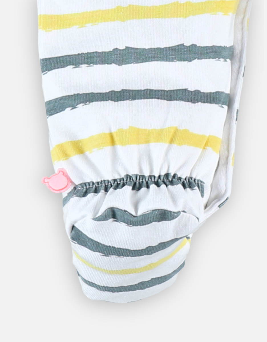 Organic cotton striped 1-piece pyjamas, off-white/blue