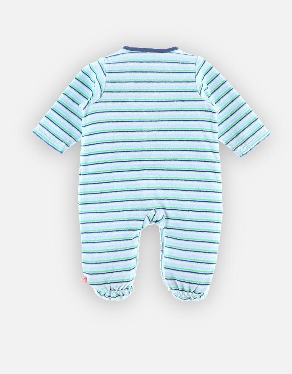 Pyjama dors-bien en velours rayé, bleu