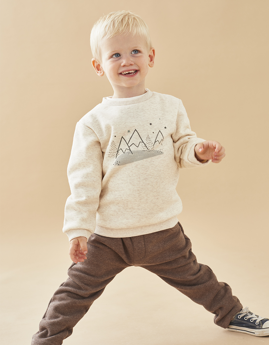 Sweatoloudoux joggingbroek set, chiné beige/chiné bruin