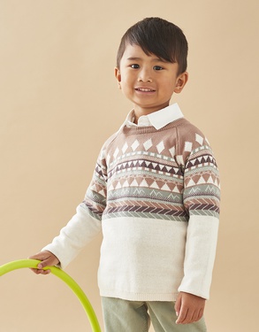 Knitted Christmas jumper, off-white/brown