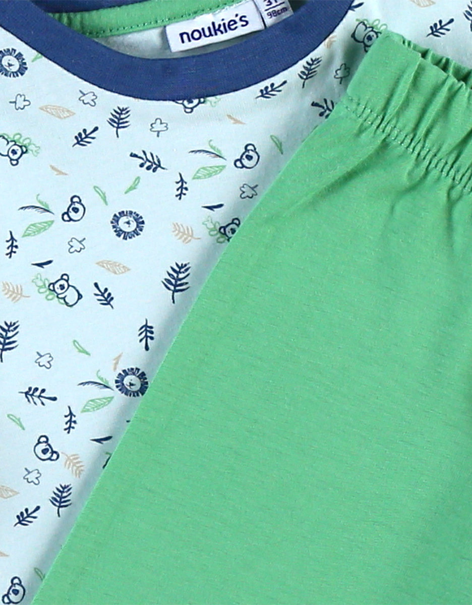 Jersey 2-delige pyjama, lichtblauw/groen