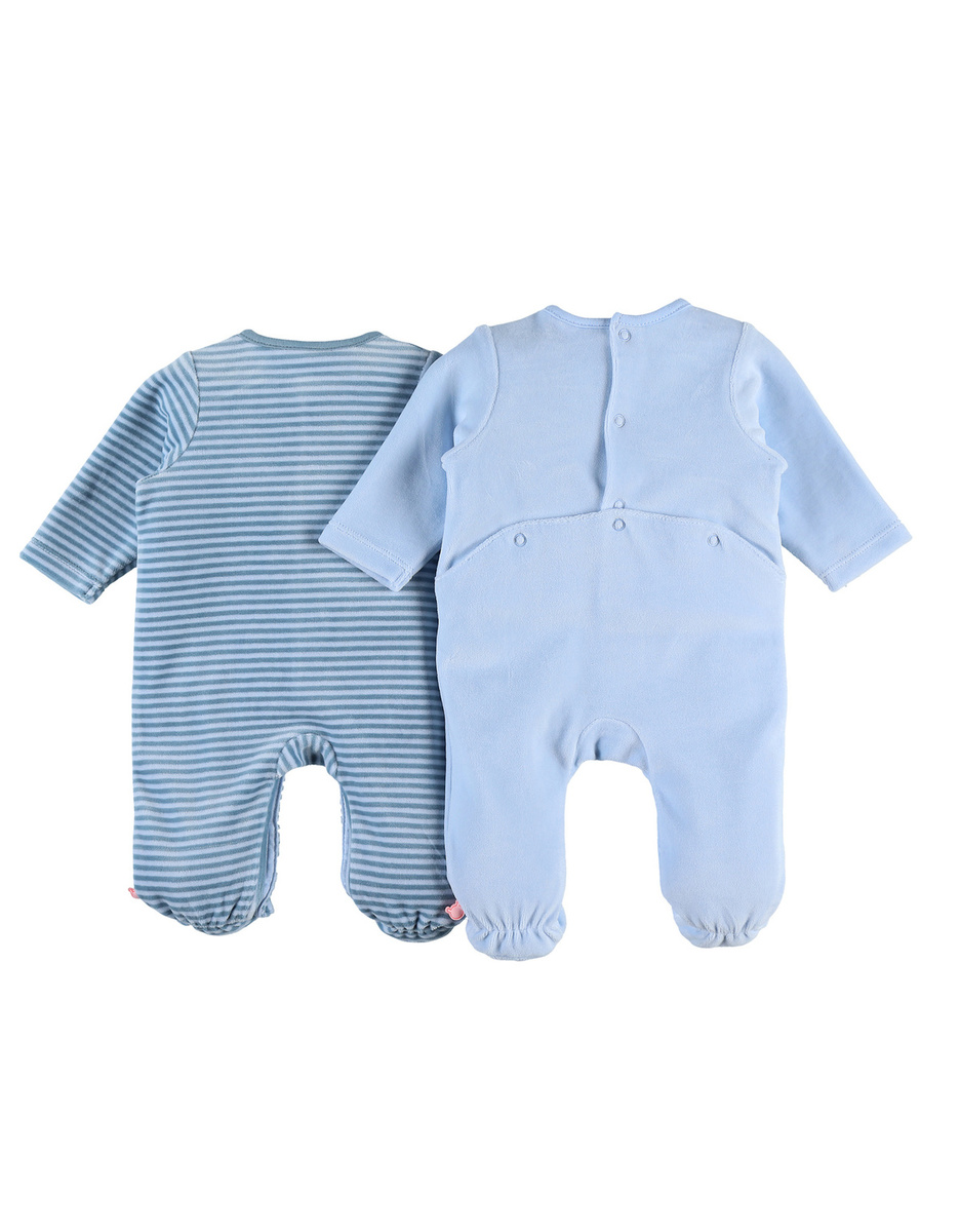 Set of 2 blue velvet Sleep Well pajamas