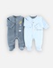 Set de 2 pyjamas 1 pièce, bleu canard/bleu ciel