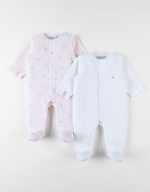 Set of 2 Baby Pyjamas, Velvet