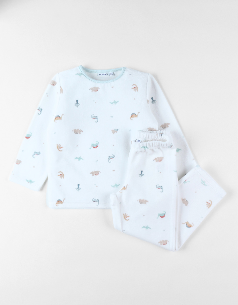 Corduroy velvet white pyjamas, dinos